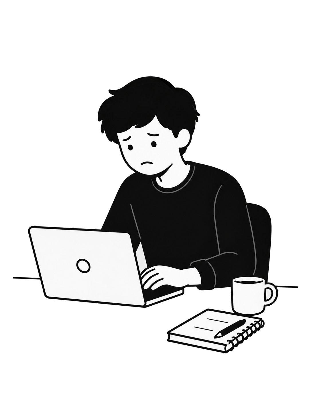 Line illustration of the developer the app was designed around
