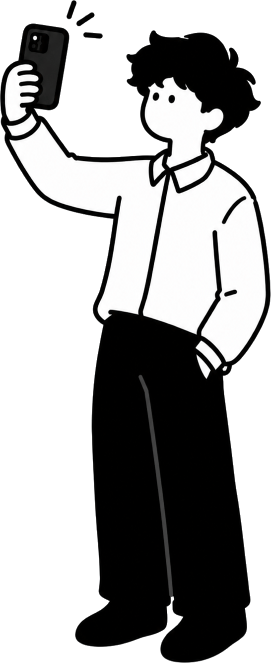 Line illustration of the creator the app was designed around