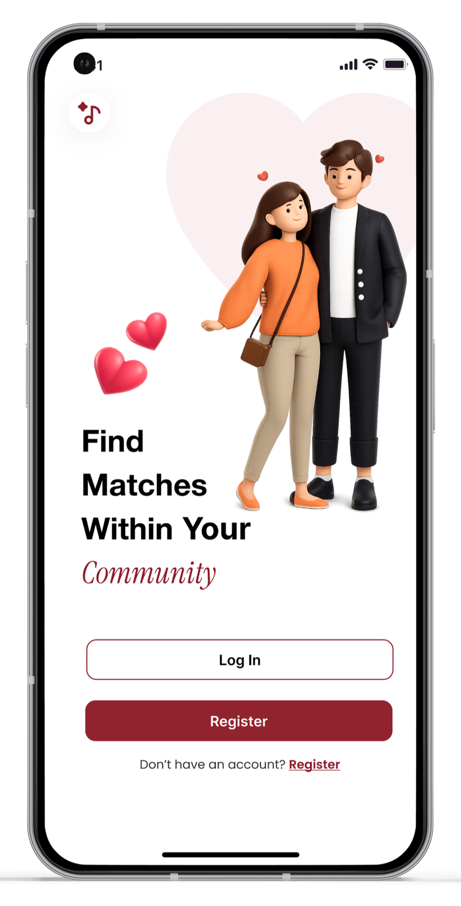 Community-first onboarding screen